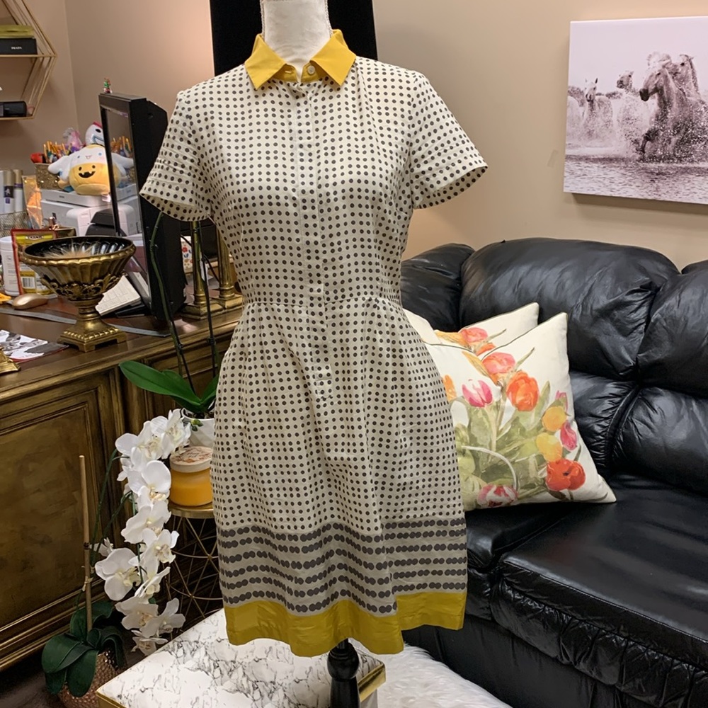 MaxMara Polka Dot Dress with Yellow Accents